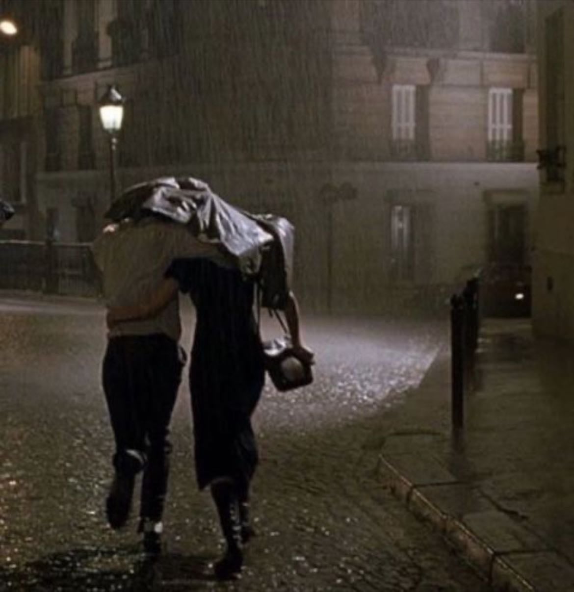 walking in the street when it rains and your clothes are all wet