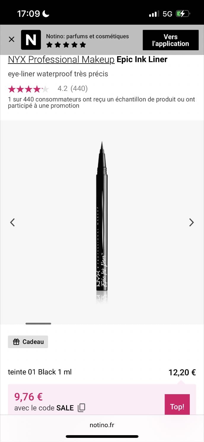 eye liner nyx - noir 9€95