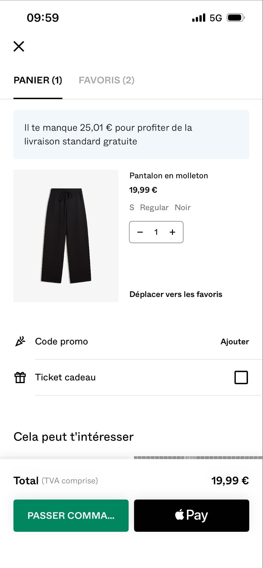 jogging noir - 20€