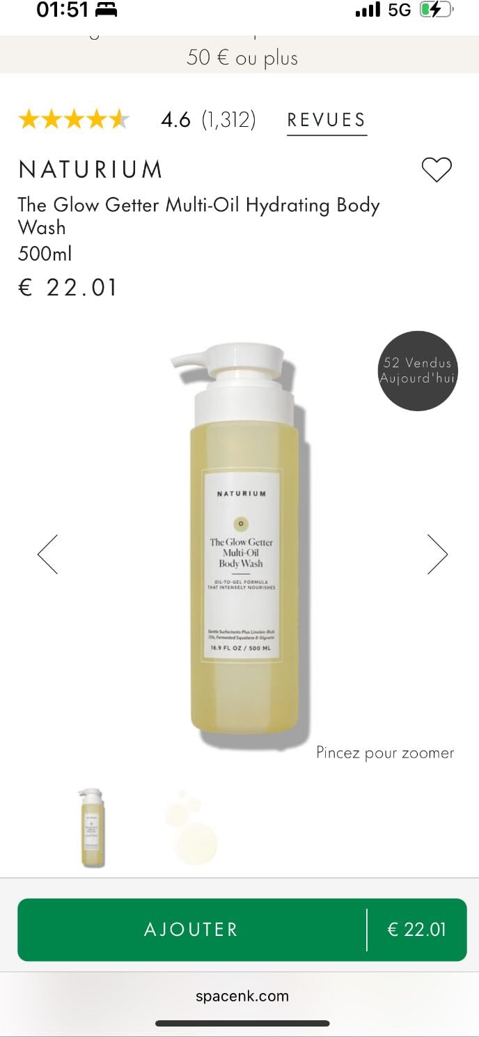 gel douche hydratant naturium