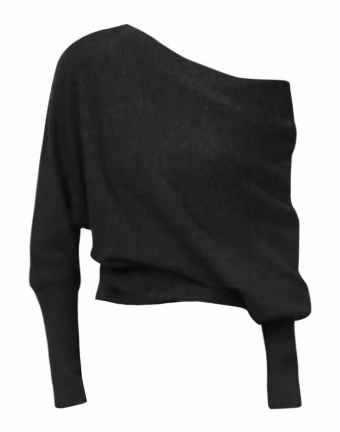 black shoulderless top