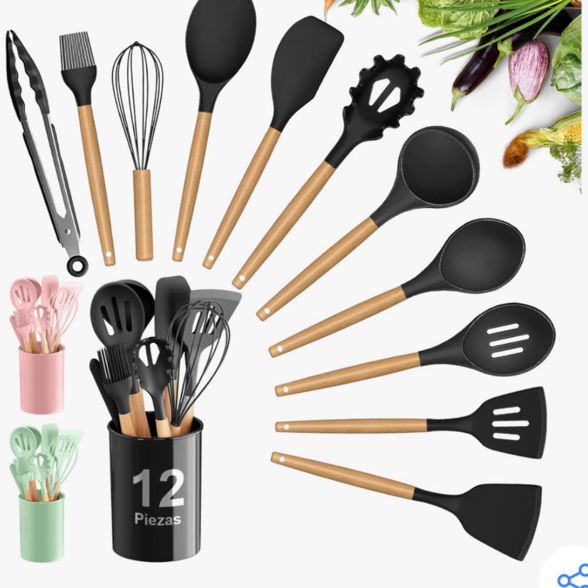 espátulas 12 pcs - silicona negro (178)