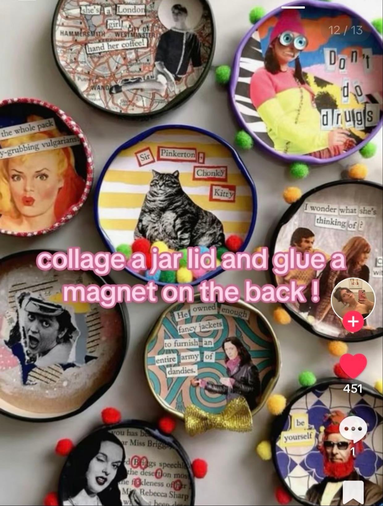 jar lid collage magnet