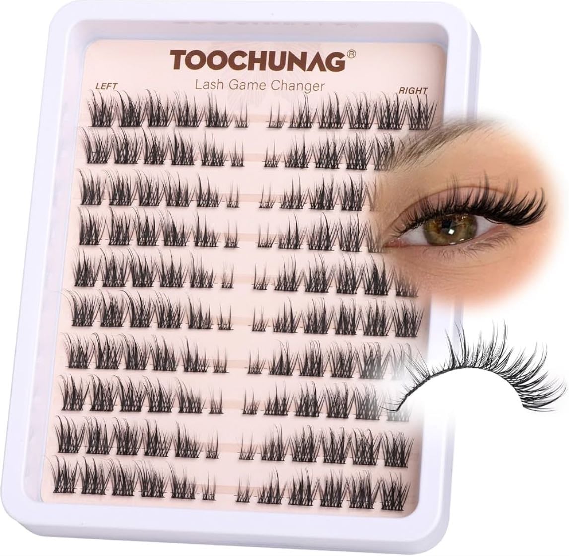 TOOCHUNAG Wispy Lash Clusters Natural Cluster Eyelash Extensions 3D Fairy Individual Lashes Clusters Eyelashes CD Curve Left&Right 7-15mm DIY Lash Extension at Home - Cat Eye Lashes Clusters: Unlike regular eyelash clusters, new individual lashes gradually become shorter even within each lash clusters to achieve the perfect cat eye effect that instantly enhances the allure of your gaze.