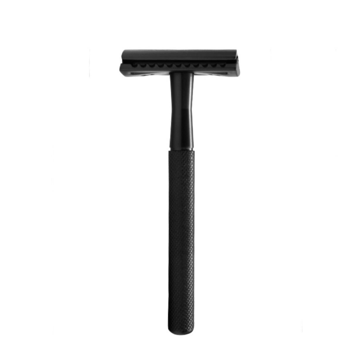 RASURADORA REUTILIZABLE de Acero Negro Inox. - Cabezal de acero quirúrgico | Segura y fácil de usar.
Dile adiós a los desechables y lleva una para toda la vida.
Incluye 2 cuchillas de repuesto