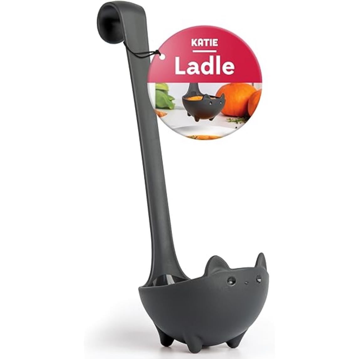 OTOTO Cucharón para Sopa Katie Cat - Regalos de Halloween Gato Negro, Regalos Góticos, Regalos para Amantes de Gatos - Regalo de Gato Espeluznante, Accesorios de Cocina Lindos, Regalos Divertidos - Conoce a Katie, la Cucharón de Sopa Gato - Diseñada por la galardonada OTOTO, Katie la cucharón de gato negro de Halloween no es solo una cuchara para servir; es un tema de conversación en la cocina. Su diseño de gato añade encanto a tu cocina, por lo que es el regalo perfecto para los amantes de los gatos.