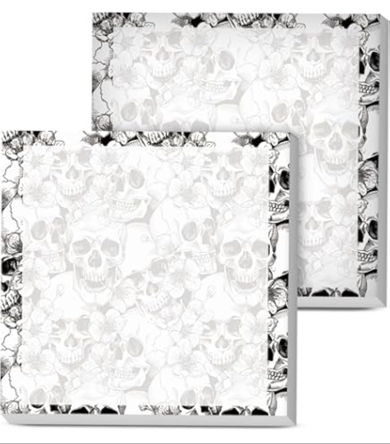 Notas adhesivas, 2 blocs de 3 x 3 pulgadas, bonitos y coloridos bloc de notas autoadhesivos, fácil de colocar, bloc de notas adhesivo fuerte, flores de calavera gótica