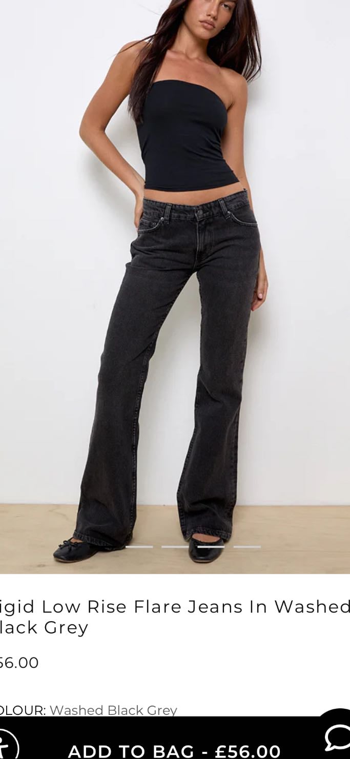 rigid low rise flare jeans in washed black grey - motel rocks