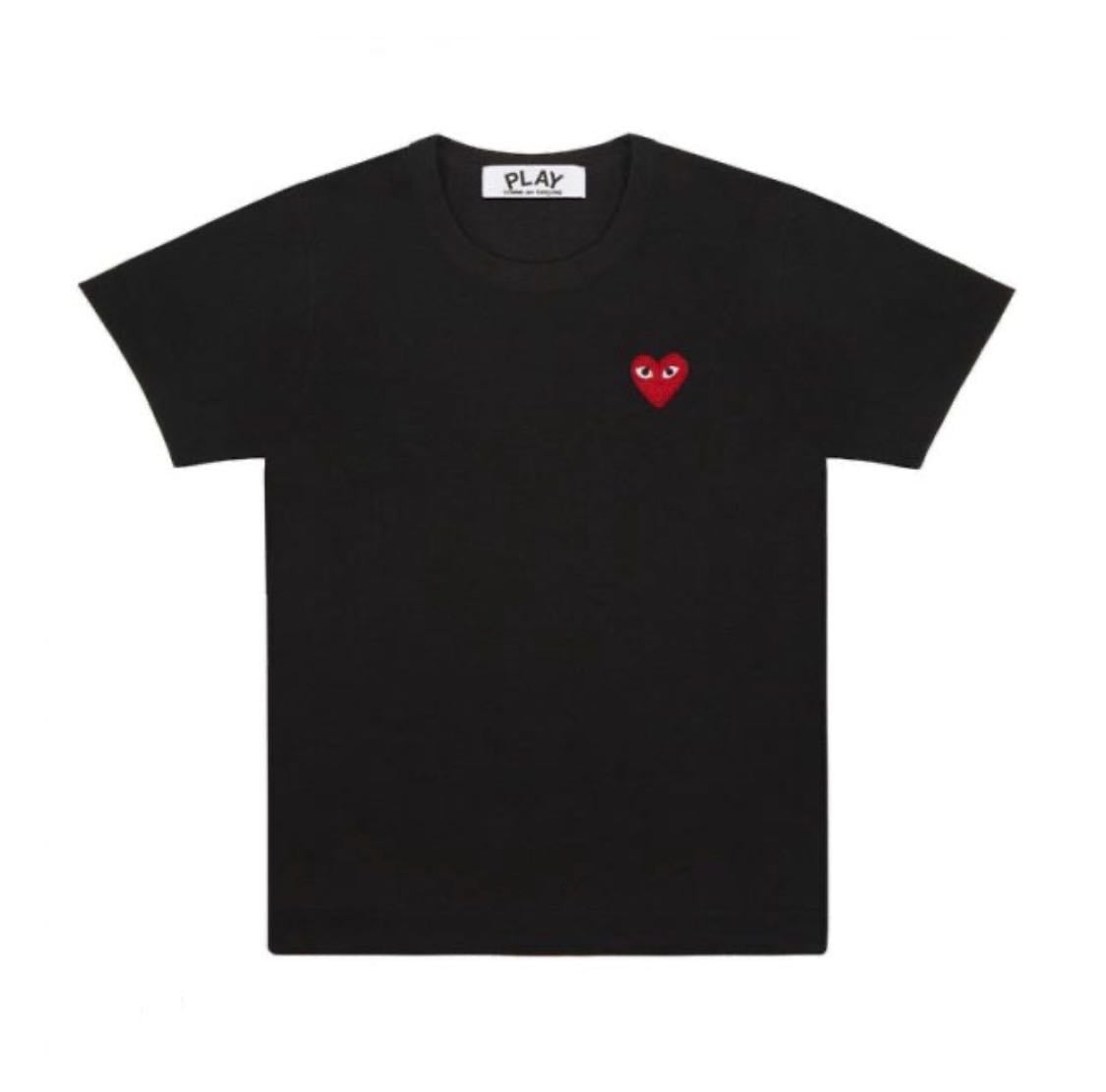 cdg basic play t-shirt red emblem - $100