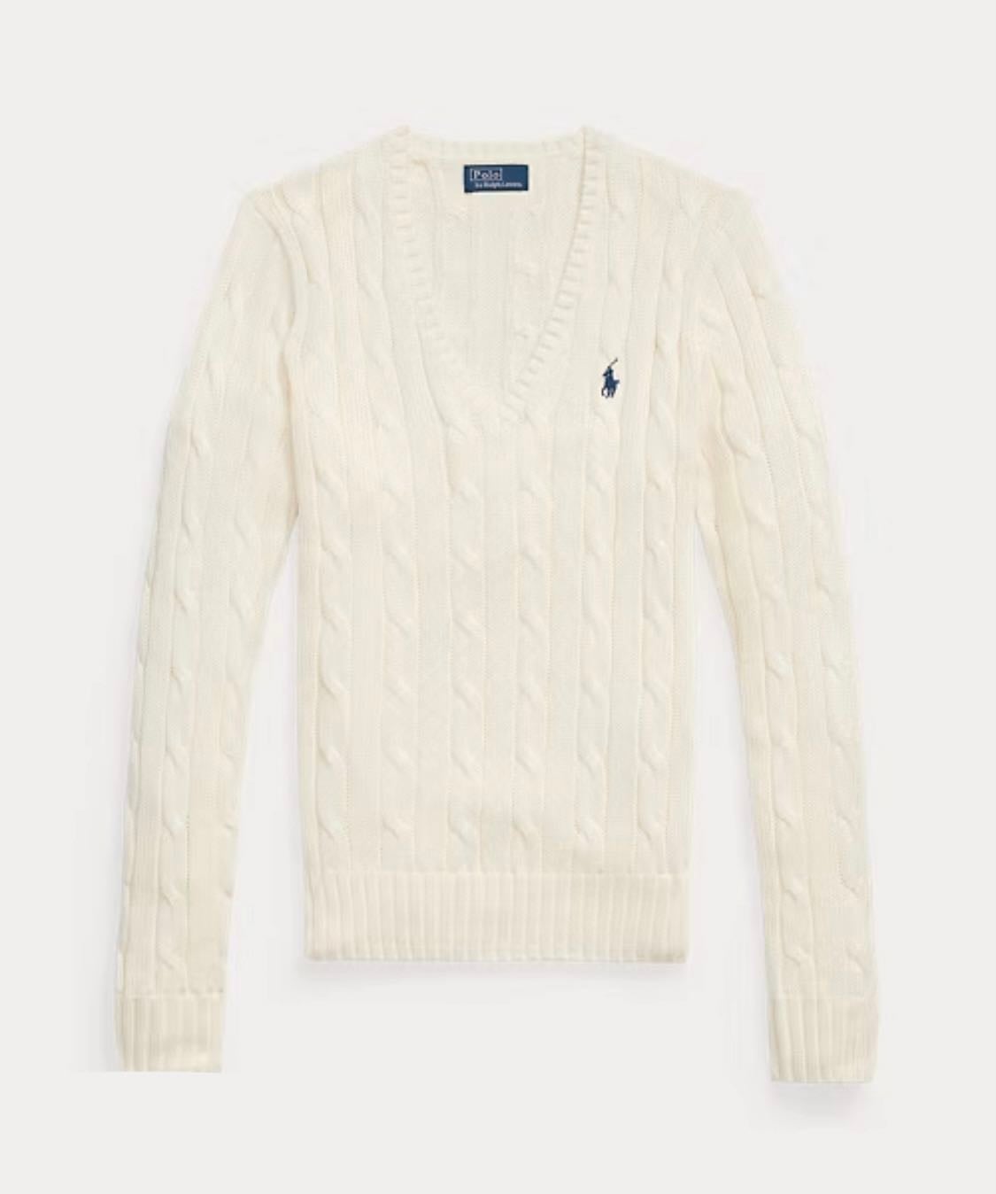 ralph lauren cable-knit v-neck jumper - $290