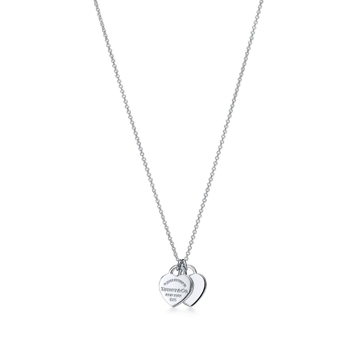 tiffany & co double heart pendant - { double silver/pink heart }