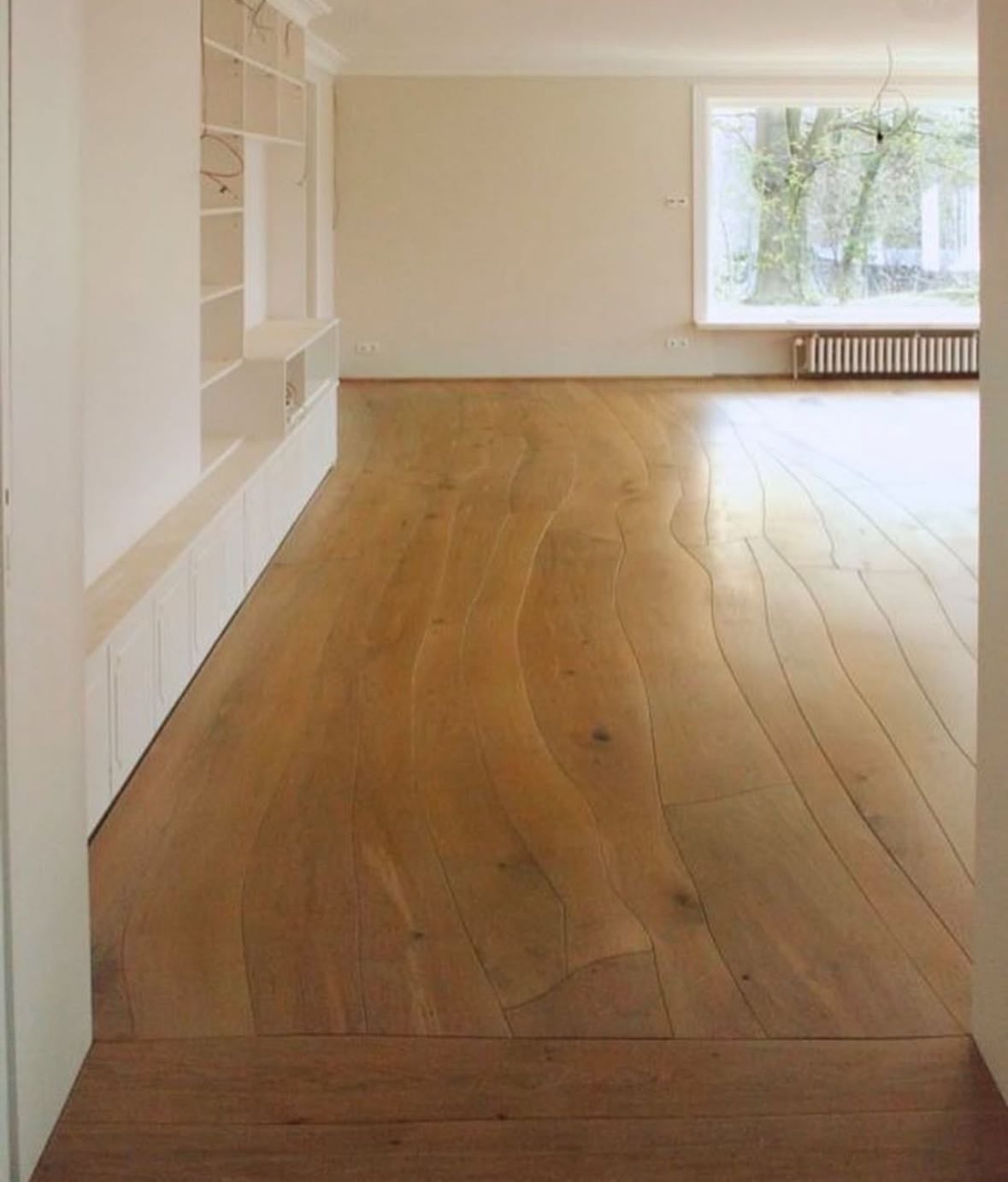 Raw edge wood floors