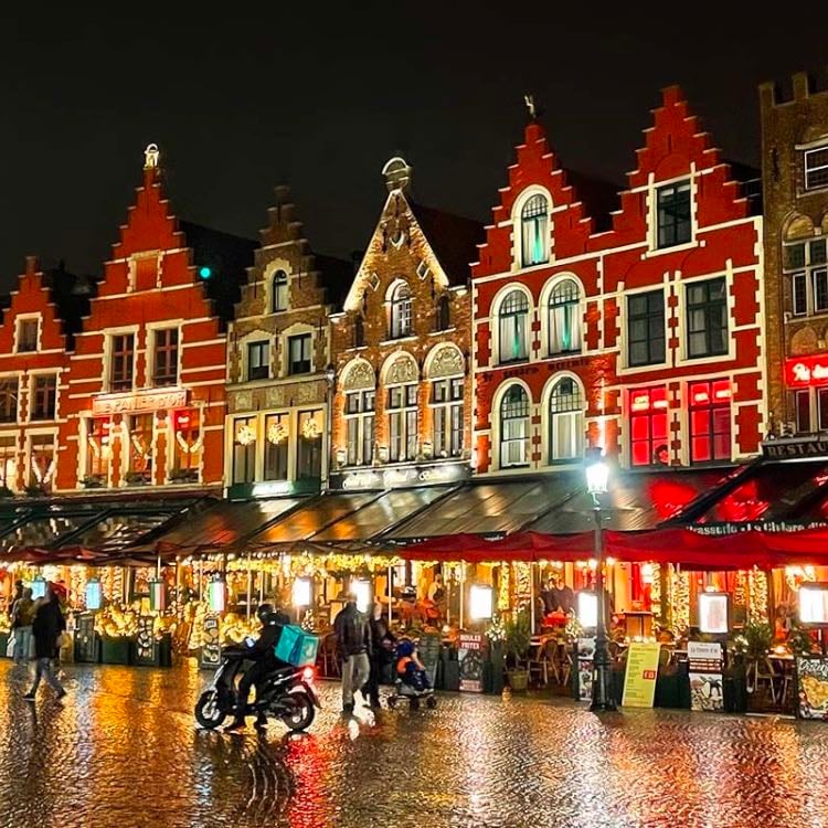 Bruges - Romantic city with frozen canals, skating rink and hot chocolate on every corner.