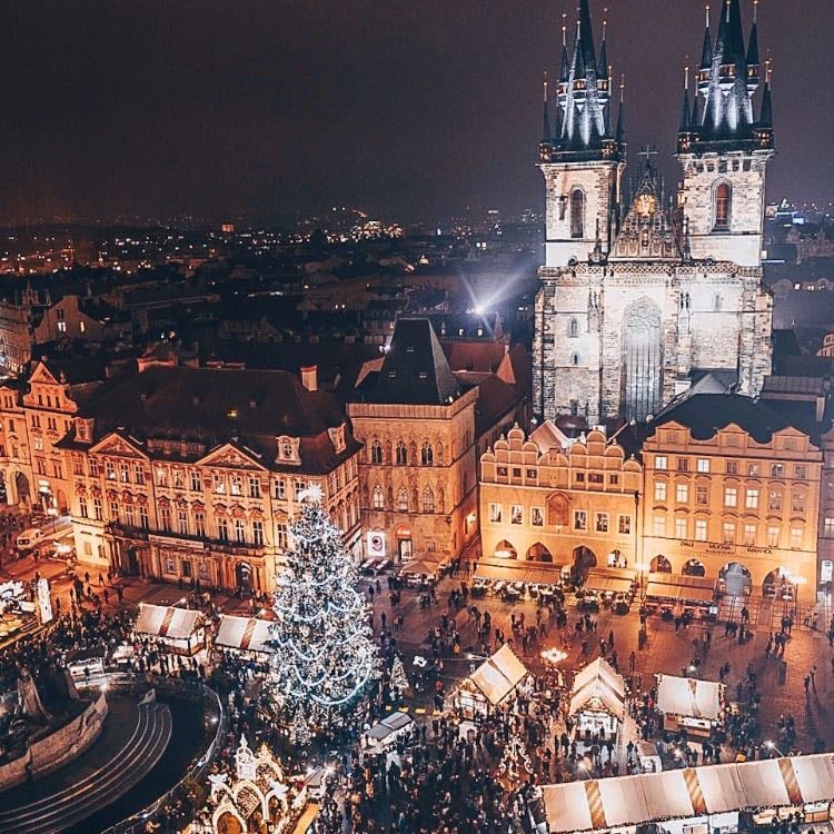 Prague - The perfect Gothic setting for Christmas: huge Christmas trees, markets in the central square and a medieval atmosphere.