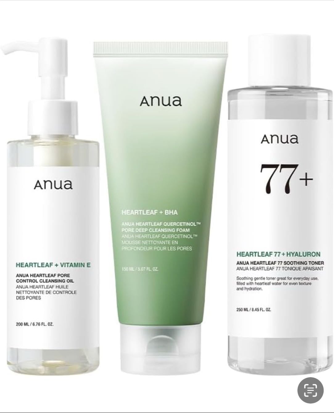 oil cleanser, foaming cleanser,hydrating toner - Anua best seller trio $50.38 amazon