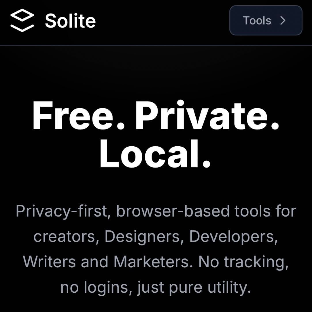 Solite - Browser-based tools for creators, Designers, Developers, Writers, and Marketers.