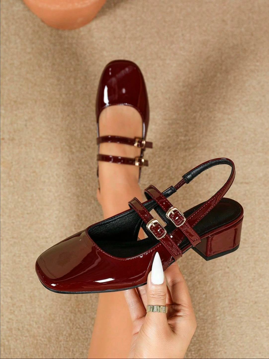 dark red shoes