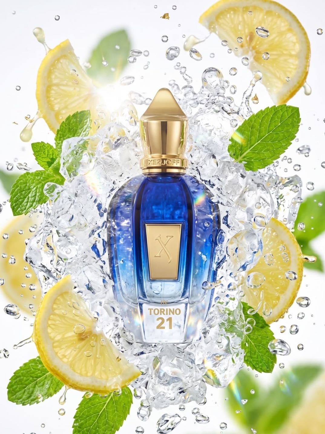 Torino 21 - O Torino21 da Xerjoff é um perfume de nicho aromático verde, unissex e extremamente refrescante. Inspirado na velocidade das quadras de tênis, é uma fragrância vibrante e sofisticada, famosa por sua nota de hortelã ultra-realista.