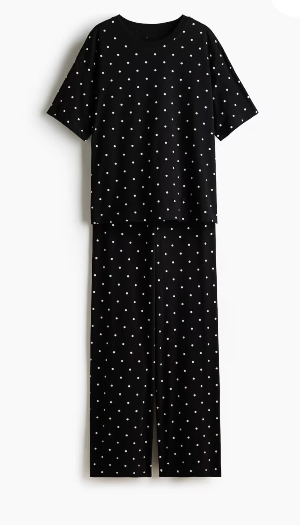 Black Spotted Cotton Pyjamas - H&M