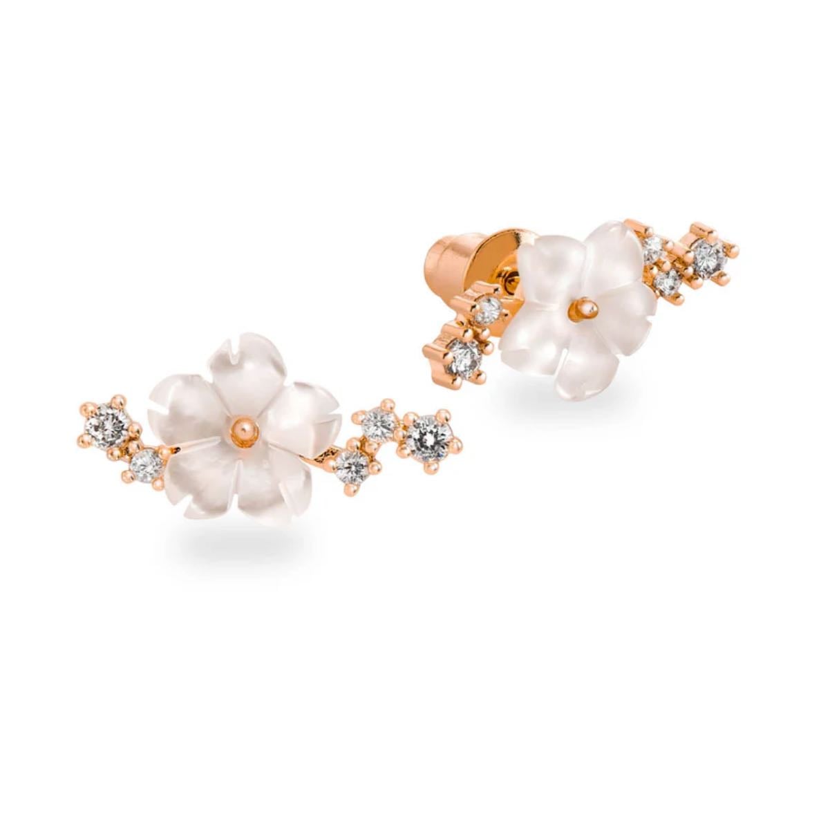 rose gold sparkle flower earrings - rior design