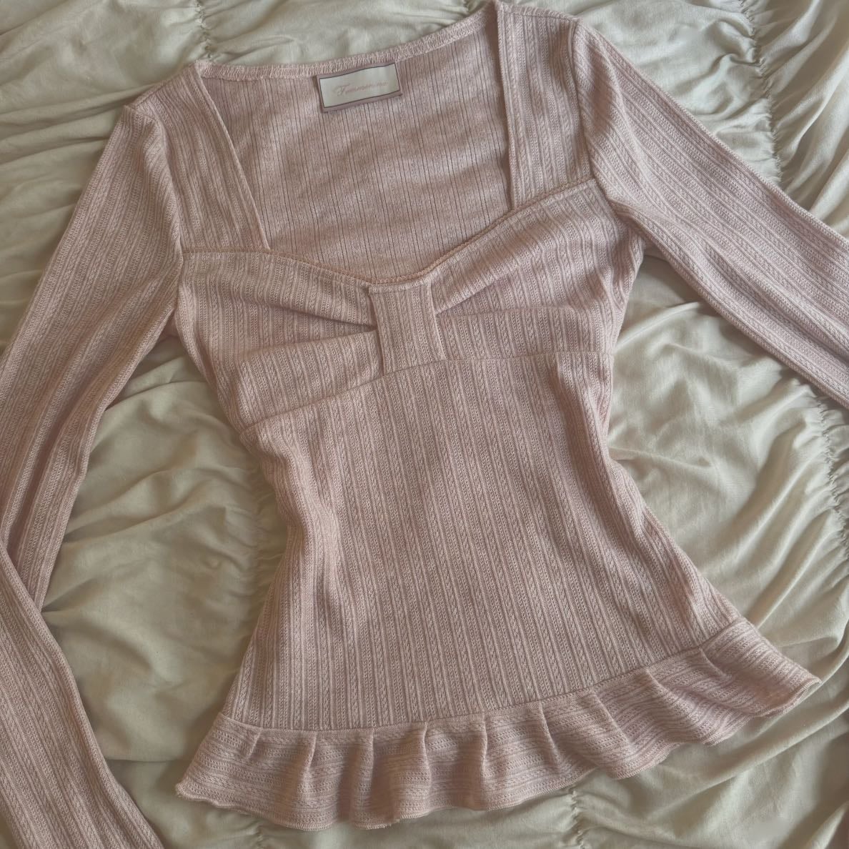 bow baby pink long sleeve - femmenina