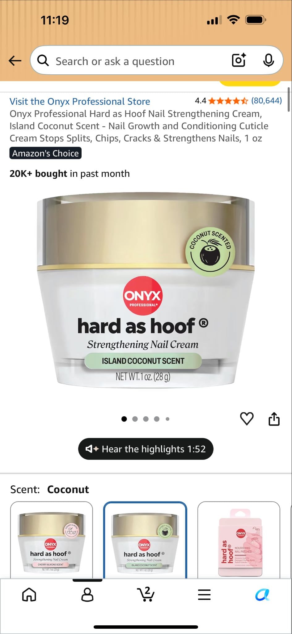 hard as hoof nail strengthening cream - onyx professional