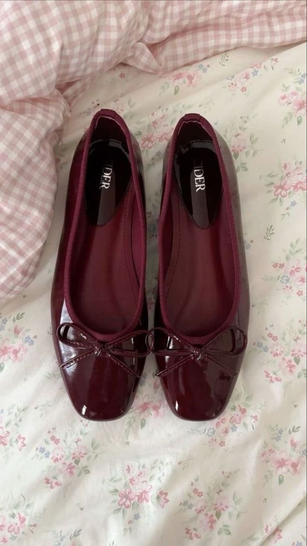 burgundy flats