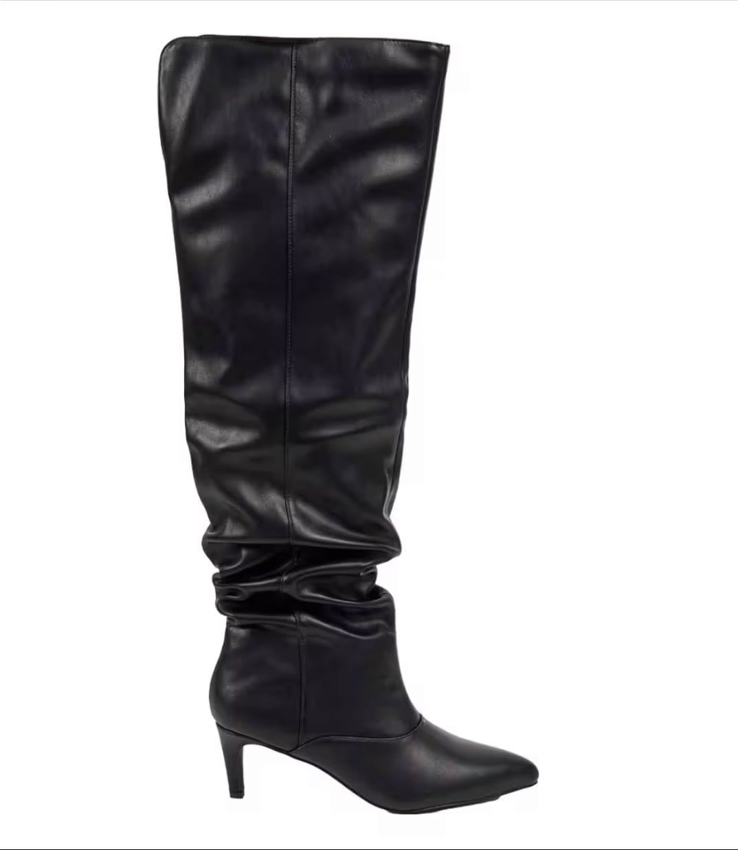 slouchy boots - negras corrugadas de tacón chico y delgado ultra específicas