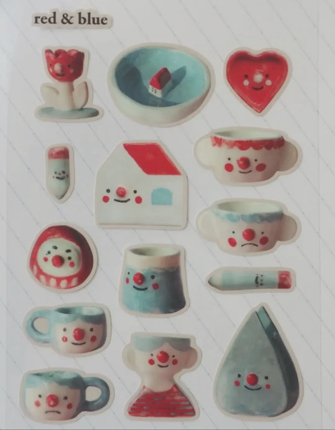 Red and blue sticker sheet - Natamori