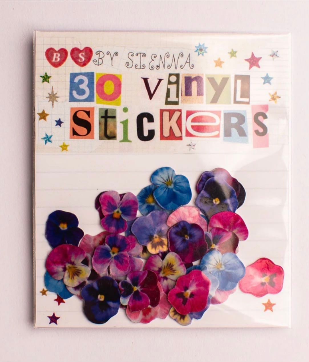 Vinyl Flake Stickers - Pansies - BS by Sienna