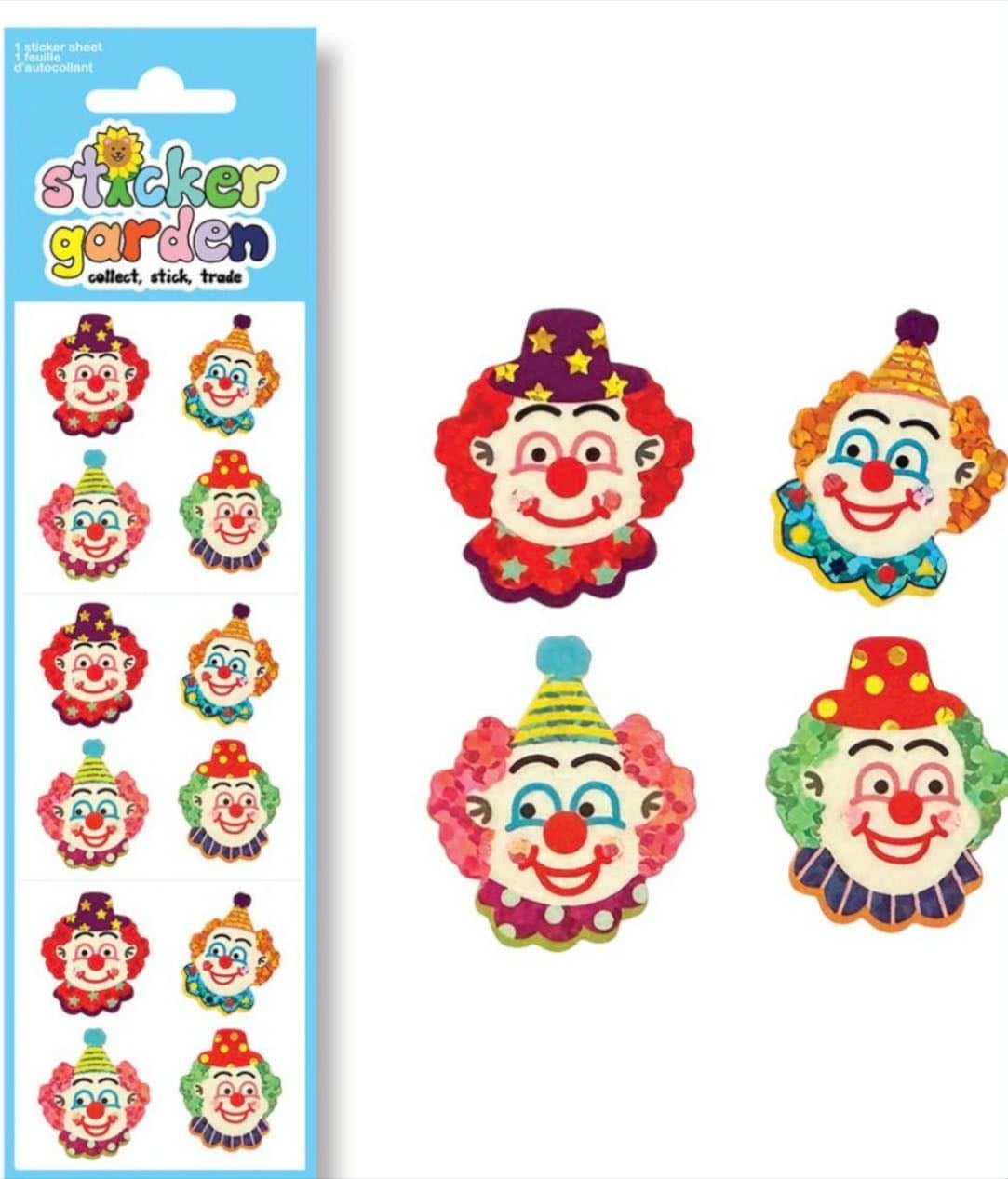 Sparkle Clown Stickers - Sticker Garden