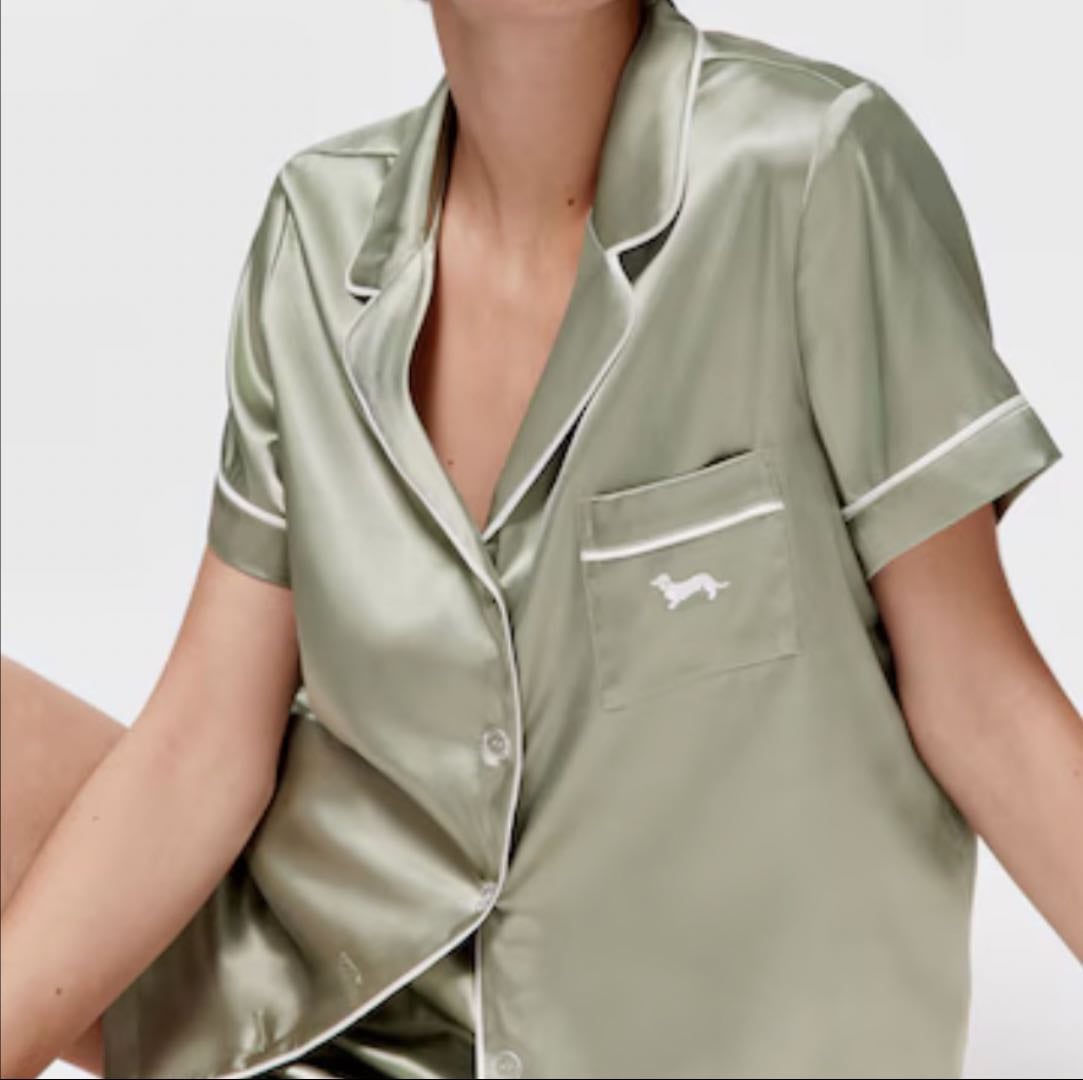Sage Chic Satin Shortie Pj Set - Peter Alexander