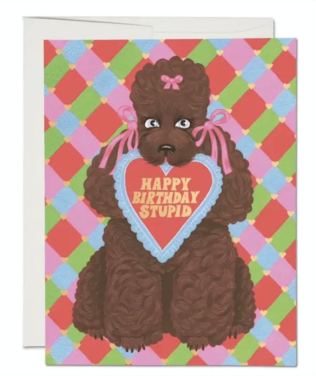 Birthday Poodle Greeting Card - Red Cap Cards