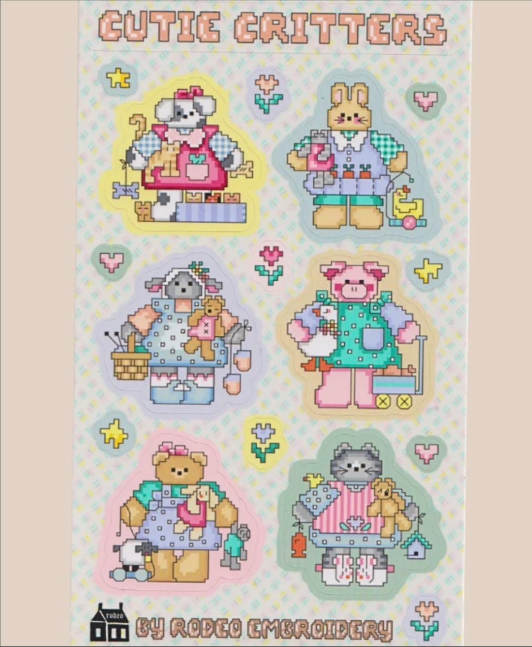 Cutie critters sticker sheet - Rodeo Embroidery