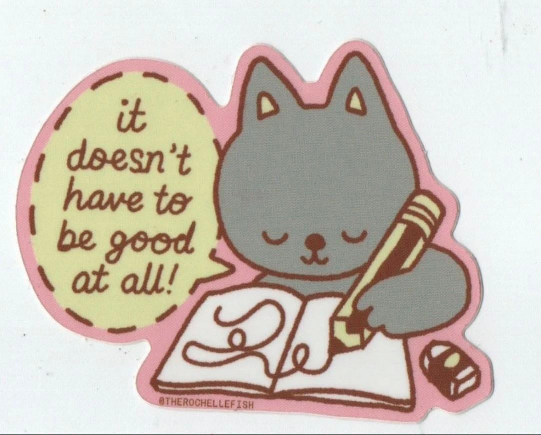Cat writing sticker - therochellefish