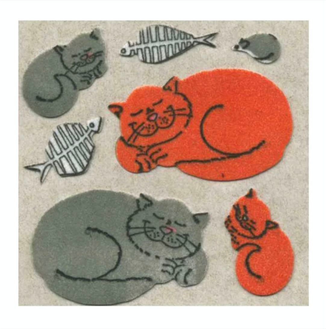 Tear-off Furry Stickers - Happy Cats - Stickermagic