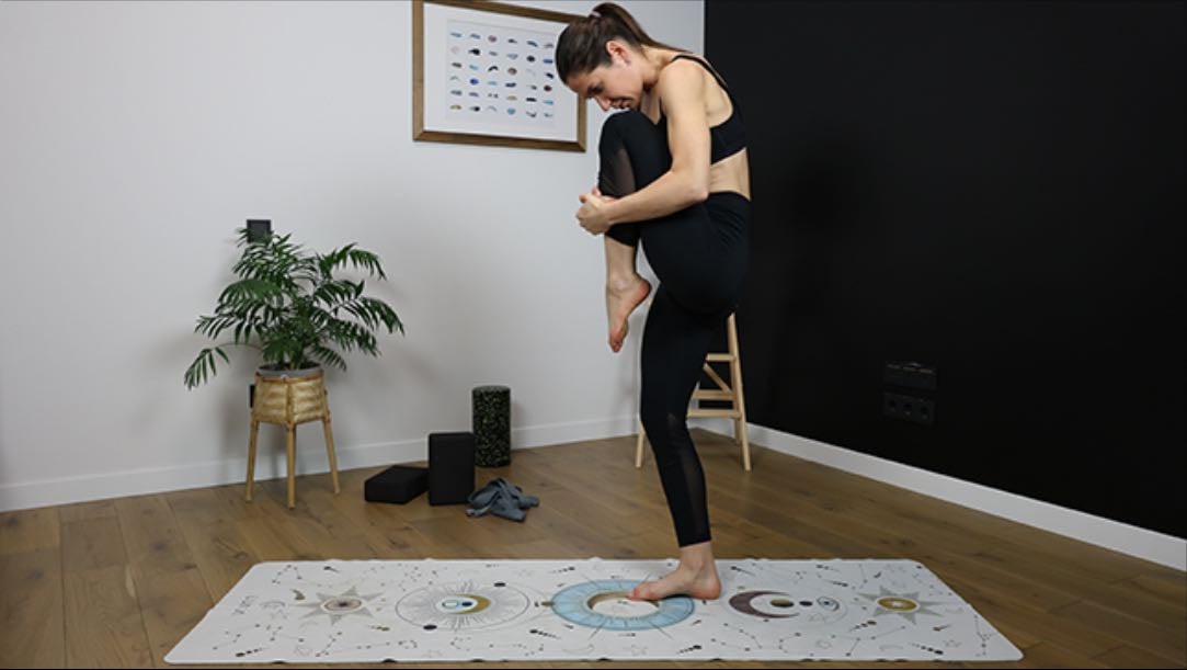 standing wind release pose - tadasana pavanmuktasa
