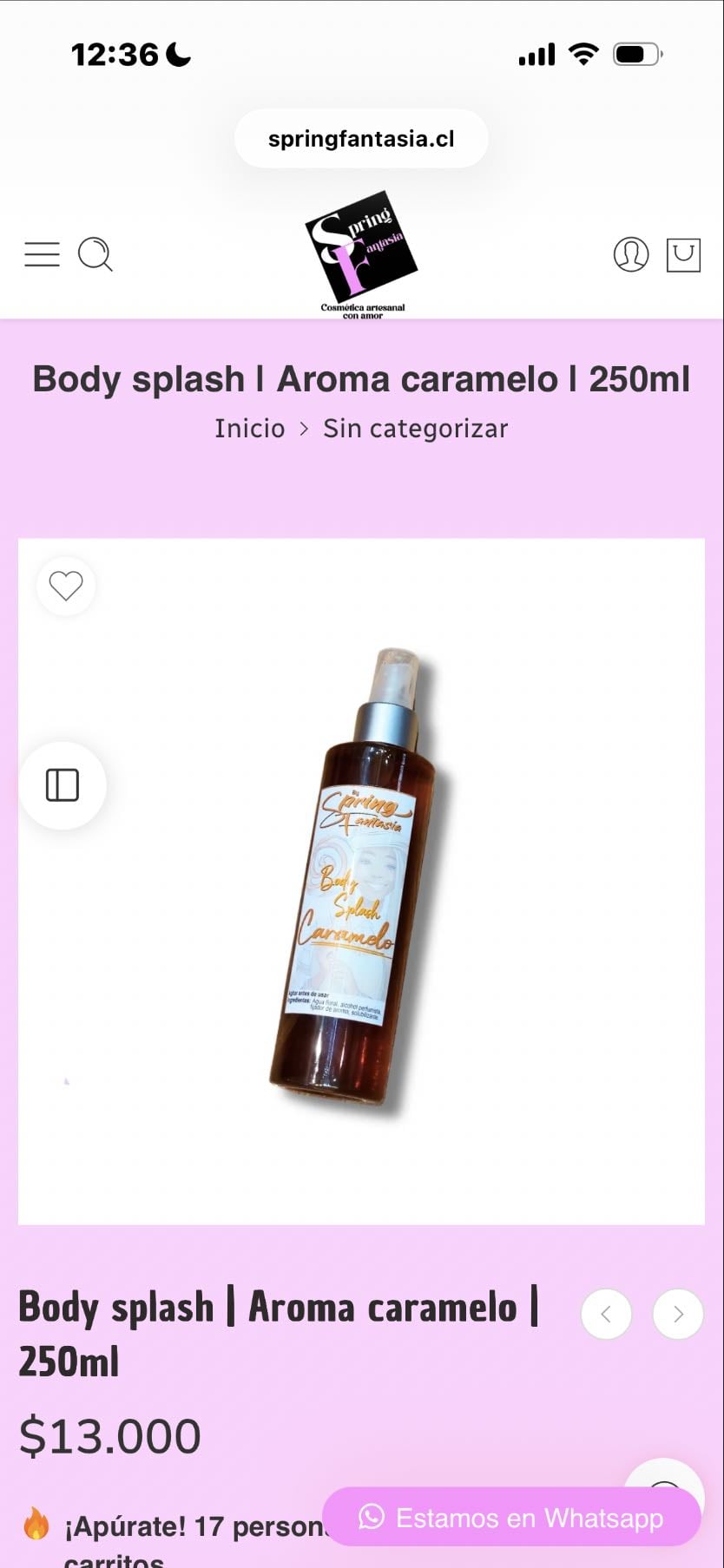 Body splash caramelo - www.springfantasia.cl