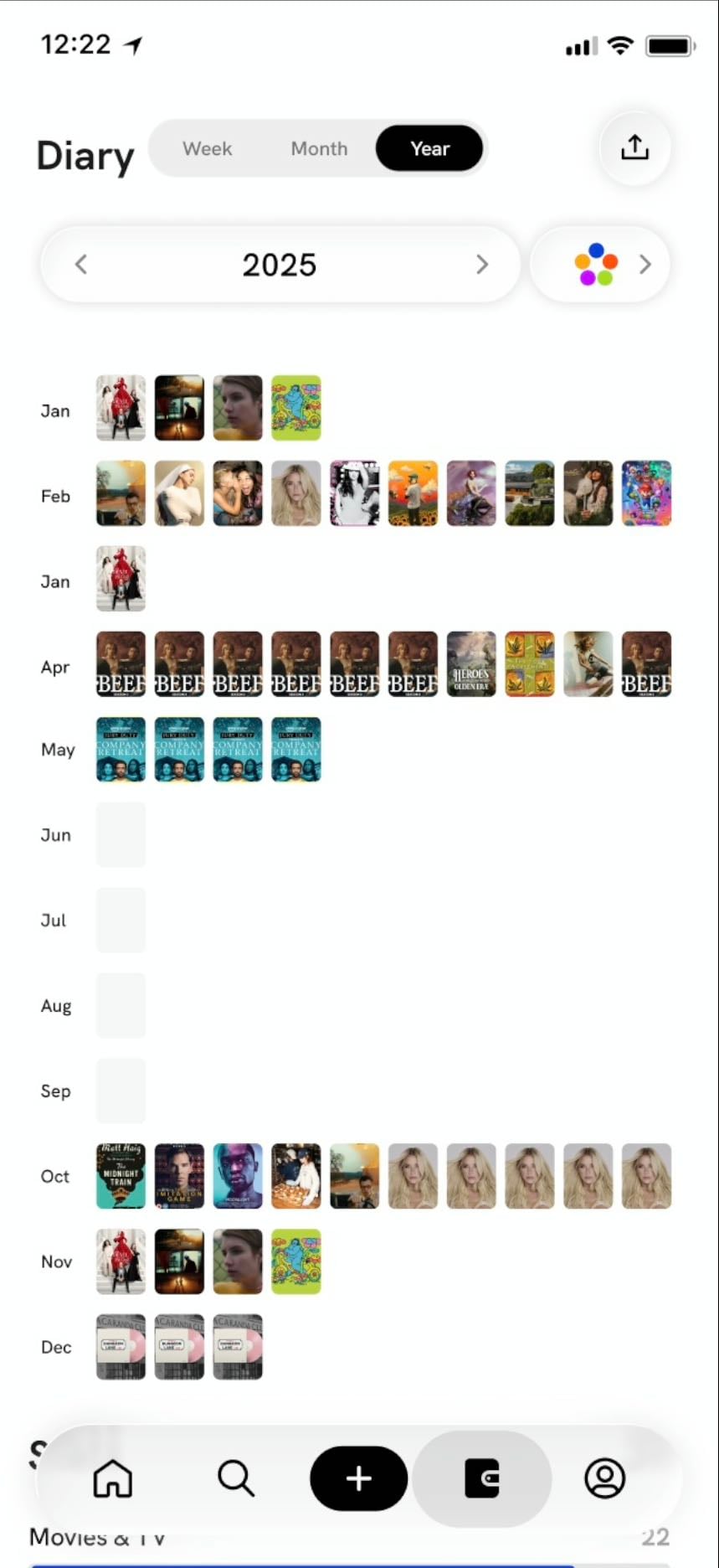 Yearly and weekly view for Diary
