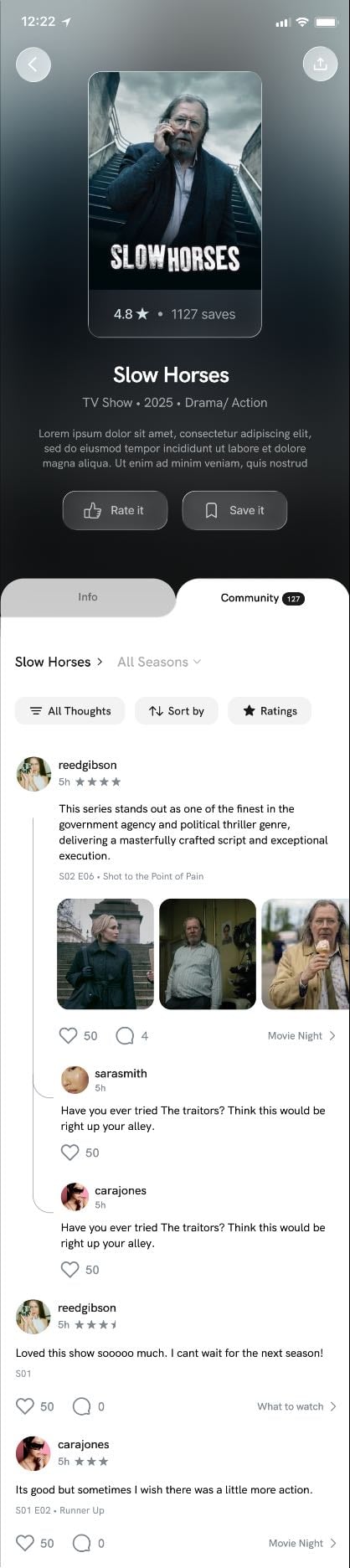 Community tab - Thoughts and comments from users