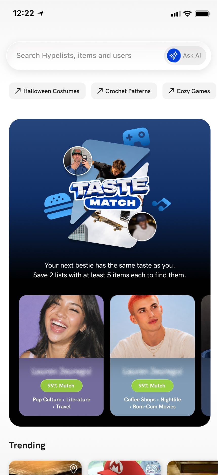 Taste Match - Make friends and connect with people with your same interests!