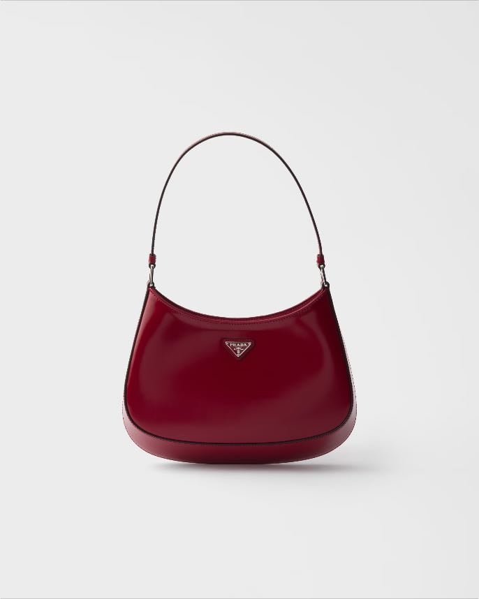 Prada Cleo brushed leather shoulder bag - Ruby red