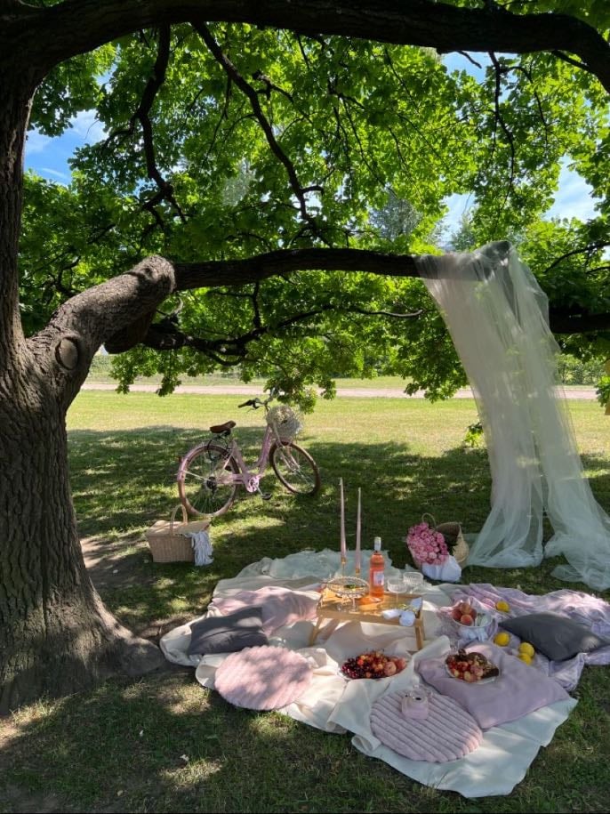 picnic 🧺💞 - intenta romantizar tu picnic como si estuvieras en una peli, decóralo y toma fotos lindas + usa un outfit con picnic vibes