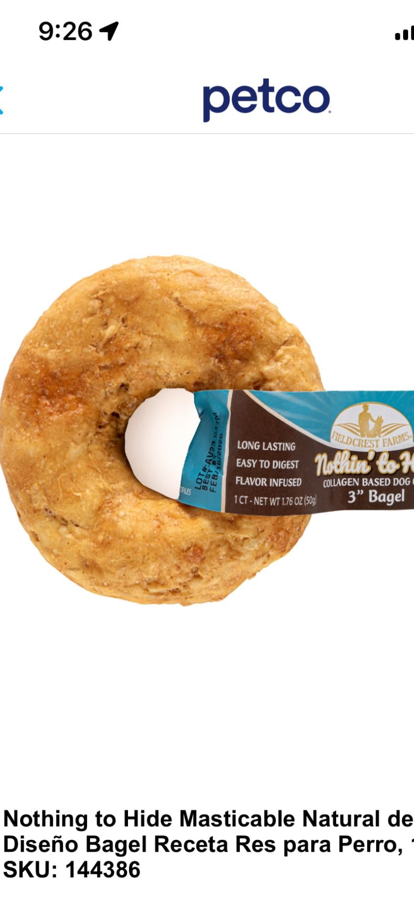 Carnaza bagel res o pollo