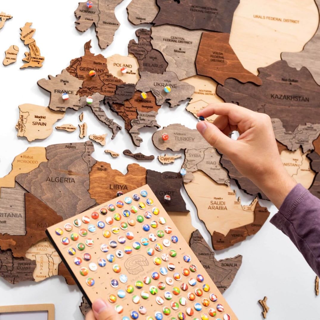 Poster en bois du monde - Wooden world maps