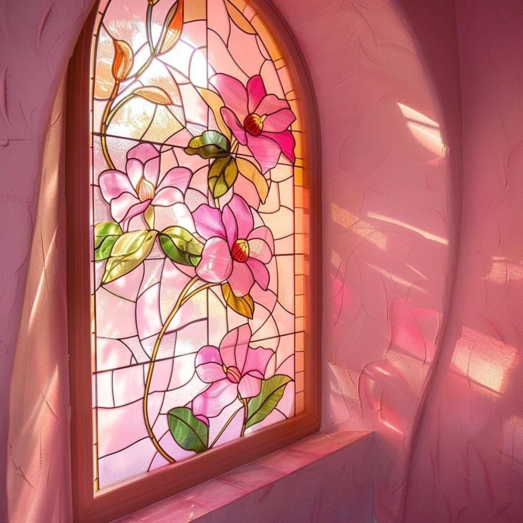 stained glass window - pink especially!