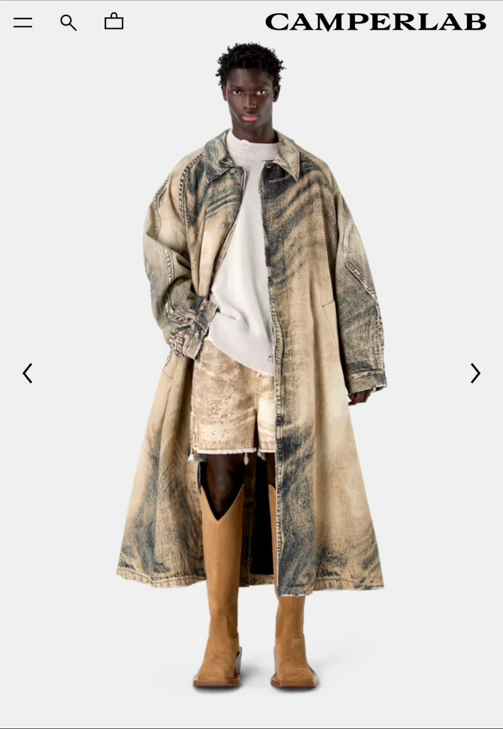 CAMPER_ DISTORTED PRINT DENIM CAR COAT BEIGE-MARRÓN - T XL.