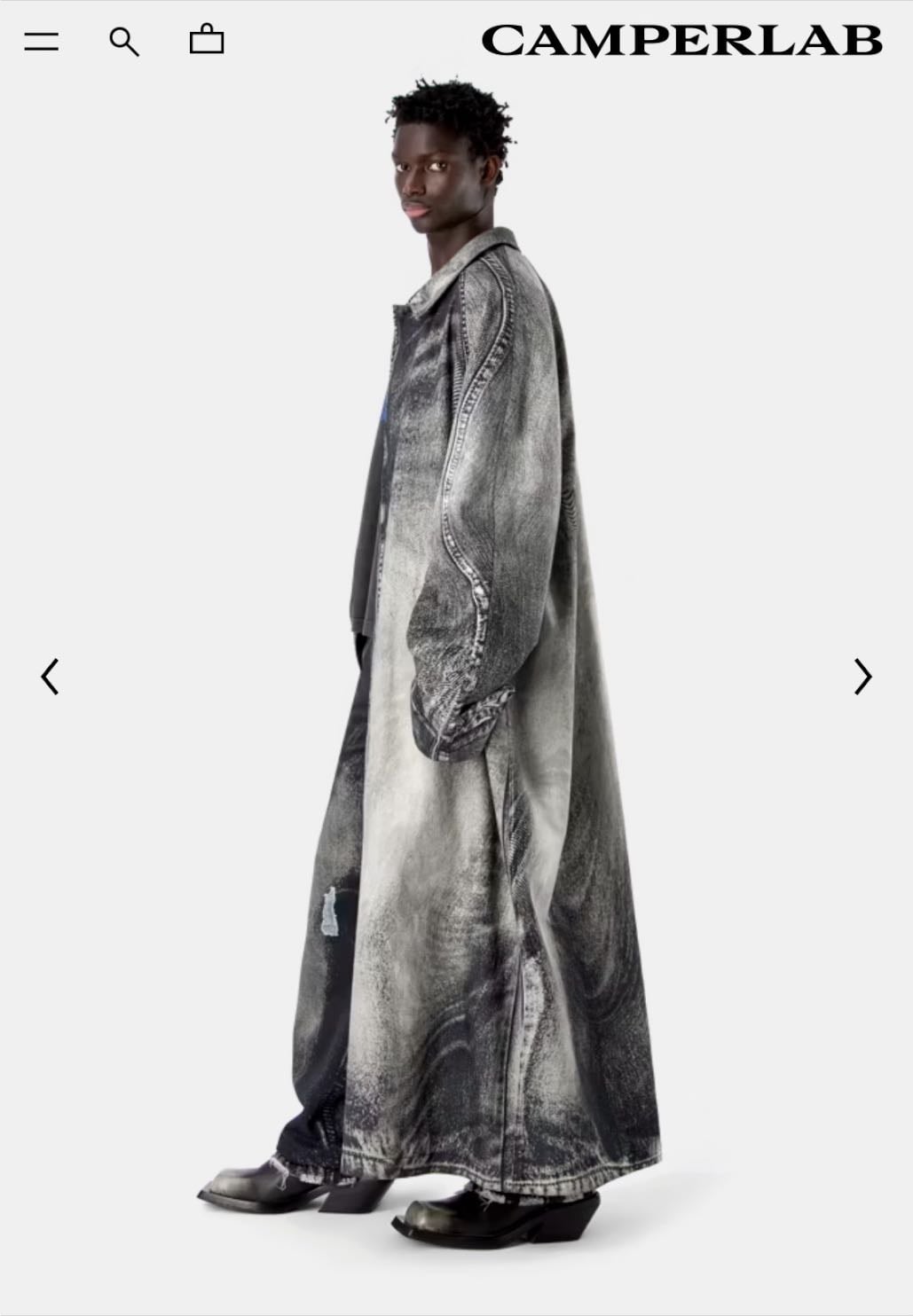 CAMPER_ DISTORTED PRINT DENIM CAR COAT NEGRO-GRIS - T XL.