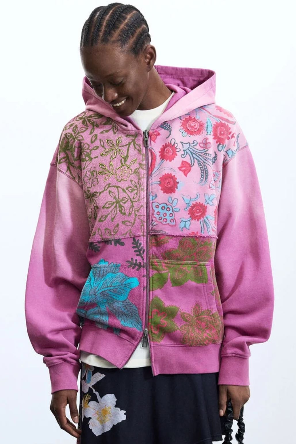 DESIGUAL_ SUDADERA CREMALLERA FLORES - TXL