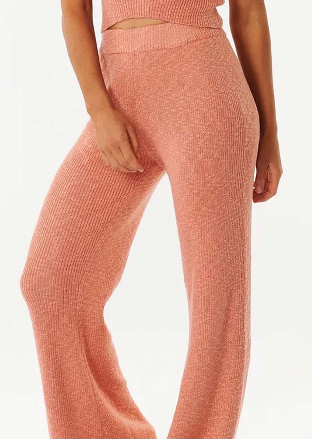 pink ripcurl flare knit pants